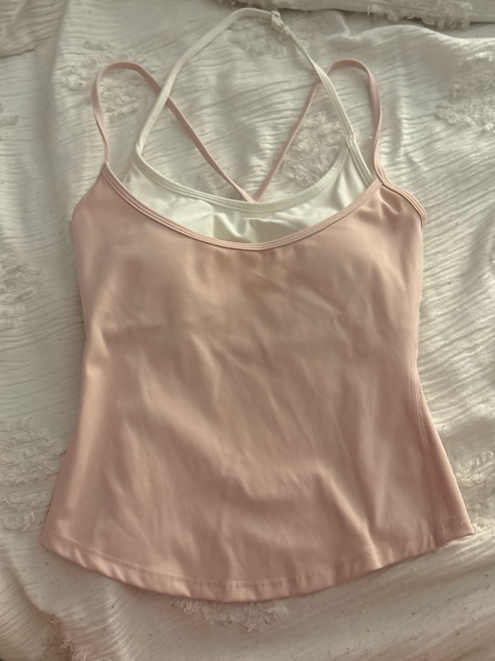Garage Women’s Pink Strappy Tank Top with Built-In Shelf Bra